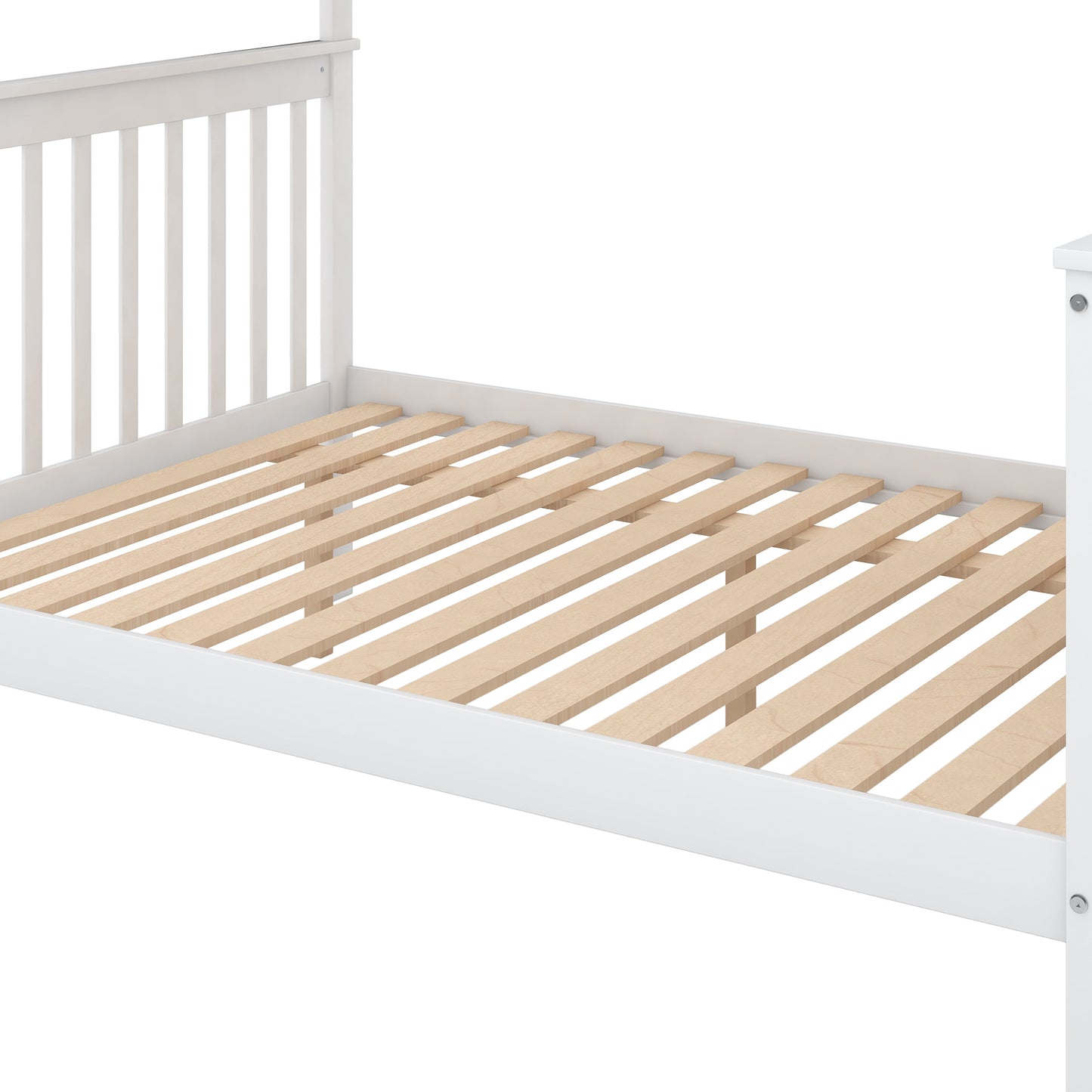 Twin over Full Bunk Bed with Trundle and Staircase, White